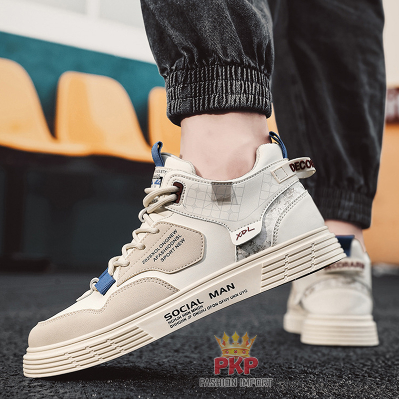 Sepatu Casual Pria Pesta Import Kekinian Spatu Sneaker Kets Cowo Cowok Laki Laki Putih Santai Social