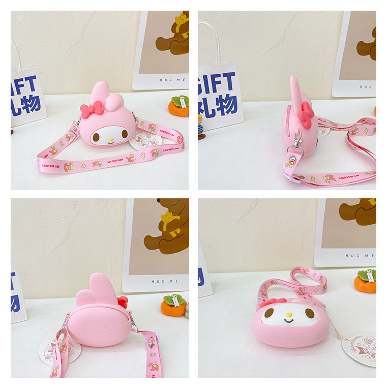 Silicone jelly bag Dompet Mini Tali Kepala Sanrio Character DM02 DM03 Bear Coin Bag tas silikon