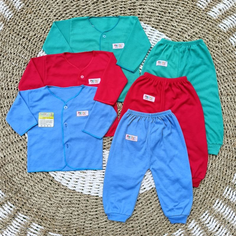 6 PCS/3 Set Stelan Baju Bayi Baru Lahir Lengan Panjang Warna Rainbow talitababywear