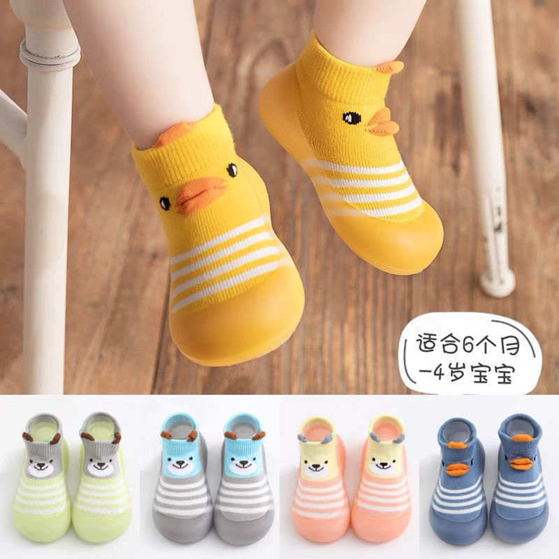 PW4-Sepatu Bayi Prewalker Kaos Kaki Anti Slip Karakter Bergaris