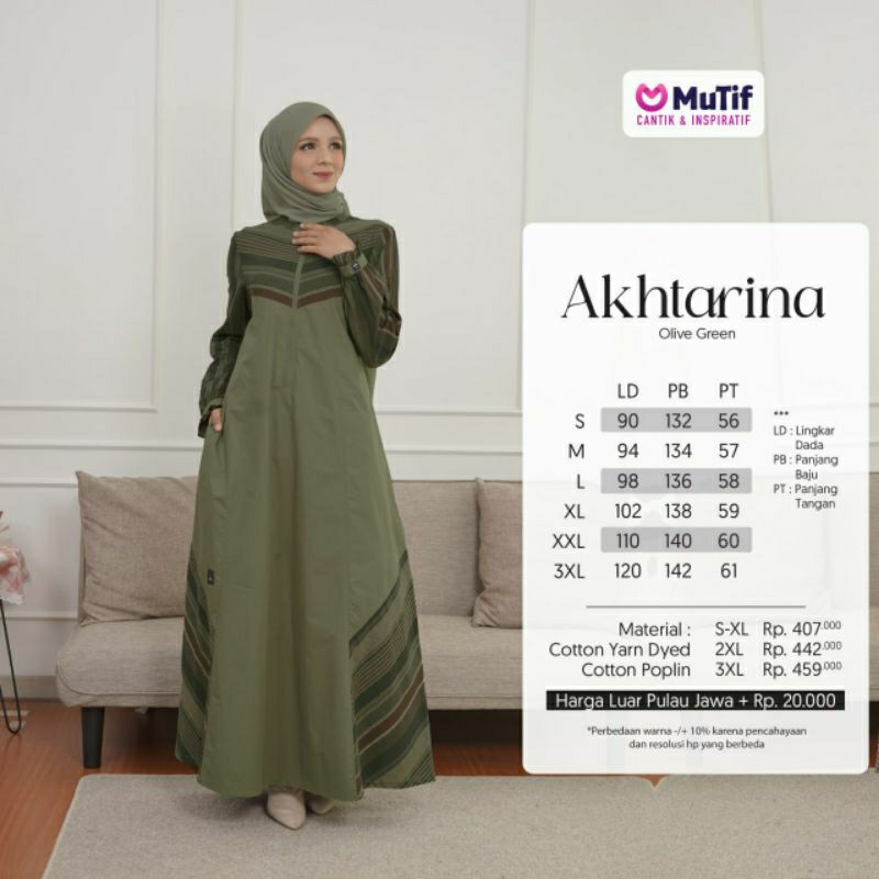 Mutif Akhtarina Olive Green Mutif Akhtarina Maroon Baju Muslim Gamis Dress Casual Premium Terbaru Ori Lebaran 2023 Sarimbit