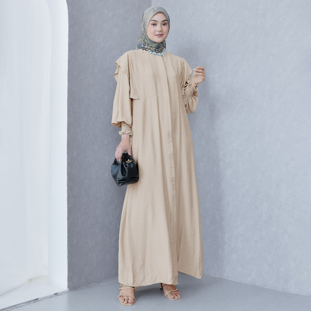 NUNA Ceya Dress | longdress gamis wanita linen polos busui