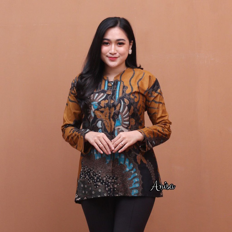 Baju Batik Wanita Atasan Blouse Terbaru Modern Seragam Resespsi Kantor Kerja Original