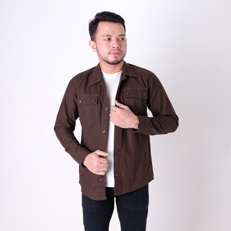 Justrue Jaket Semi Parka Pria Cokelat