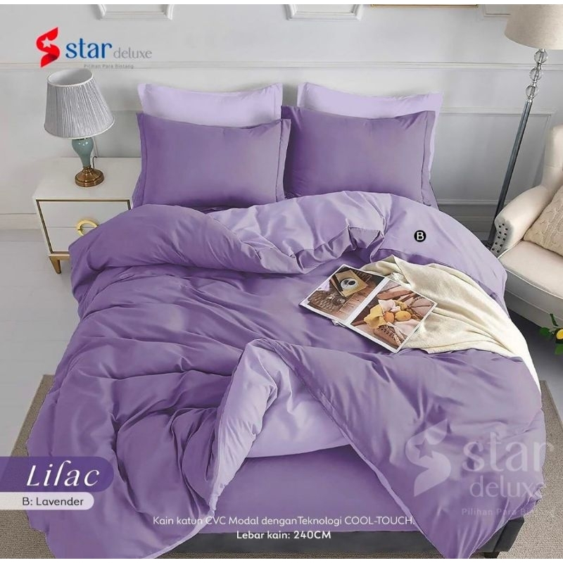 Kain Sprei Meteran Bahan Katun Lokal Motif Polos LILAC