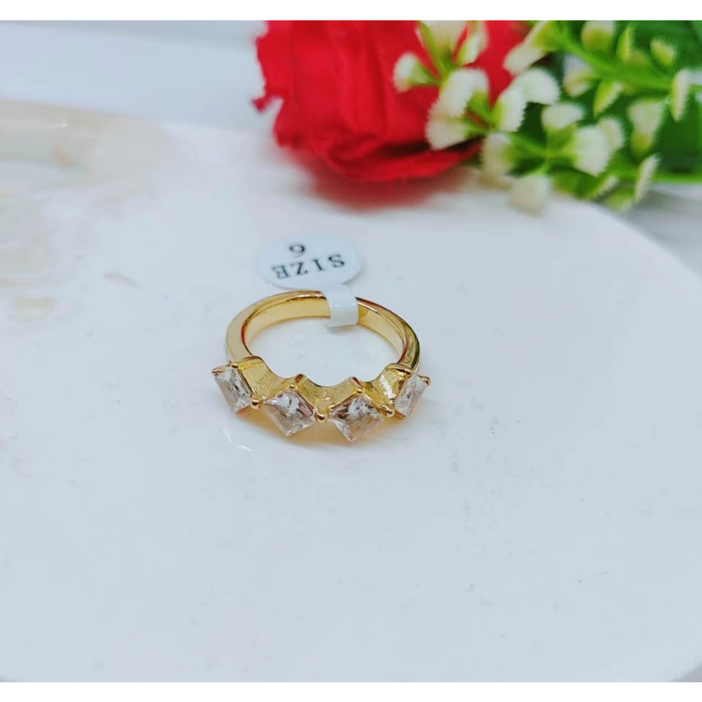 Cincin Titanium Anti Karat Permata Perhiasan Fashion R118/119