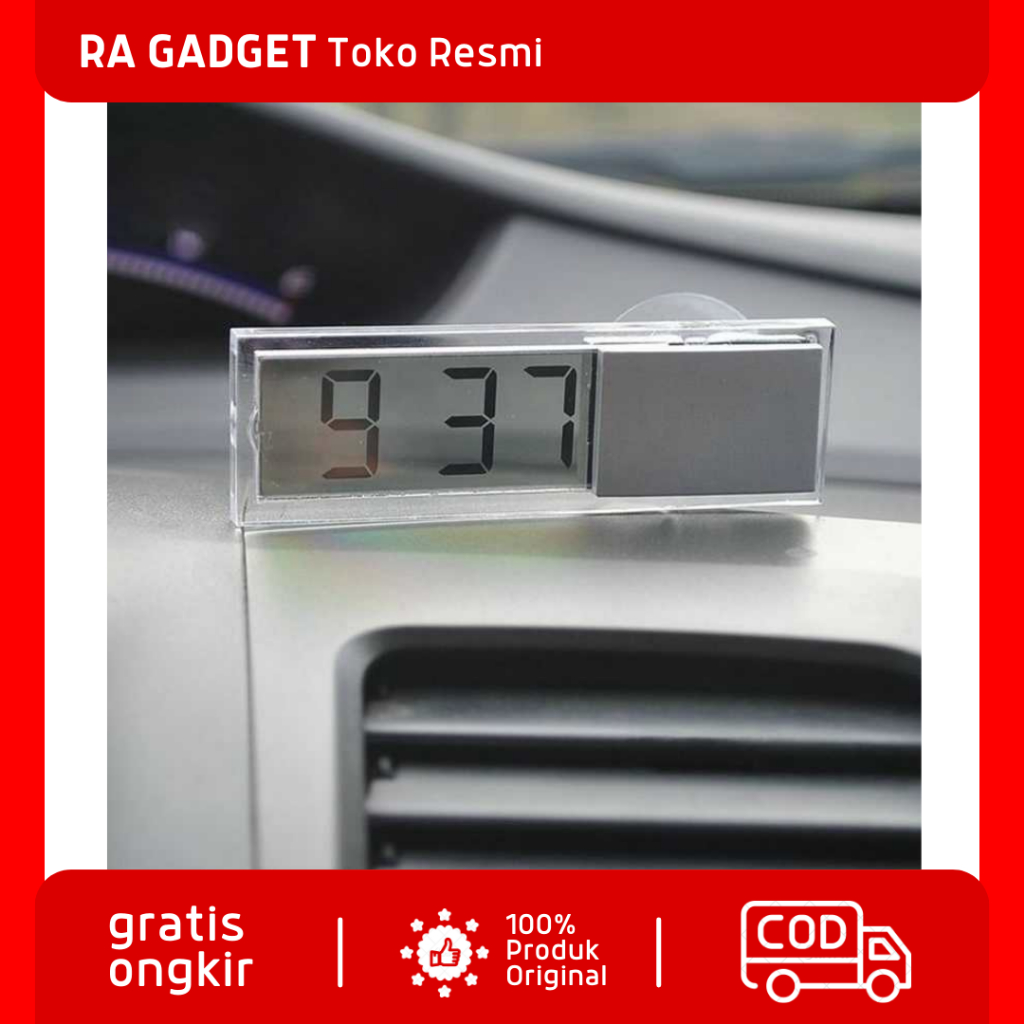 Jam Mobil Digital LCD Suction Cup / Jam Digital Pajangan Dashboard Dasbor Interior Minimalis Mobil A