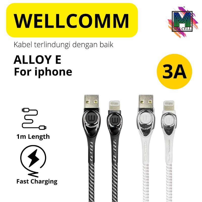 WELLCOMM ALLOY E Kabel data / Charger USB To IPhone 3.A Fast Charging
