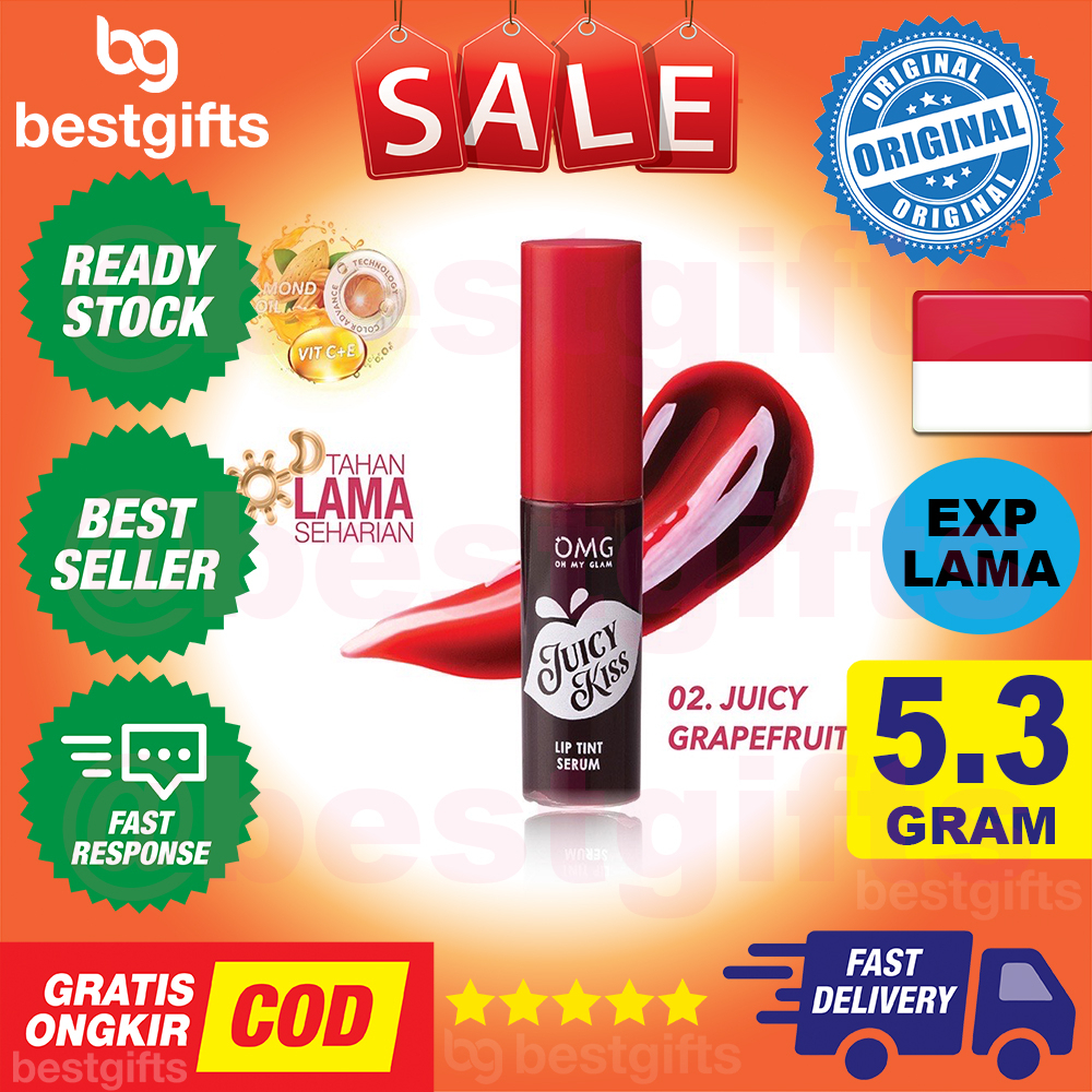 OH MY GLAM OMG JUICY KISS LIP TINT SERUM TAHAN LAMA DAN MENUTRSISI BIBIR 5.3 GRAM