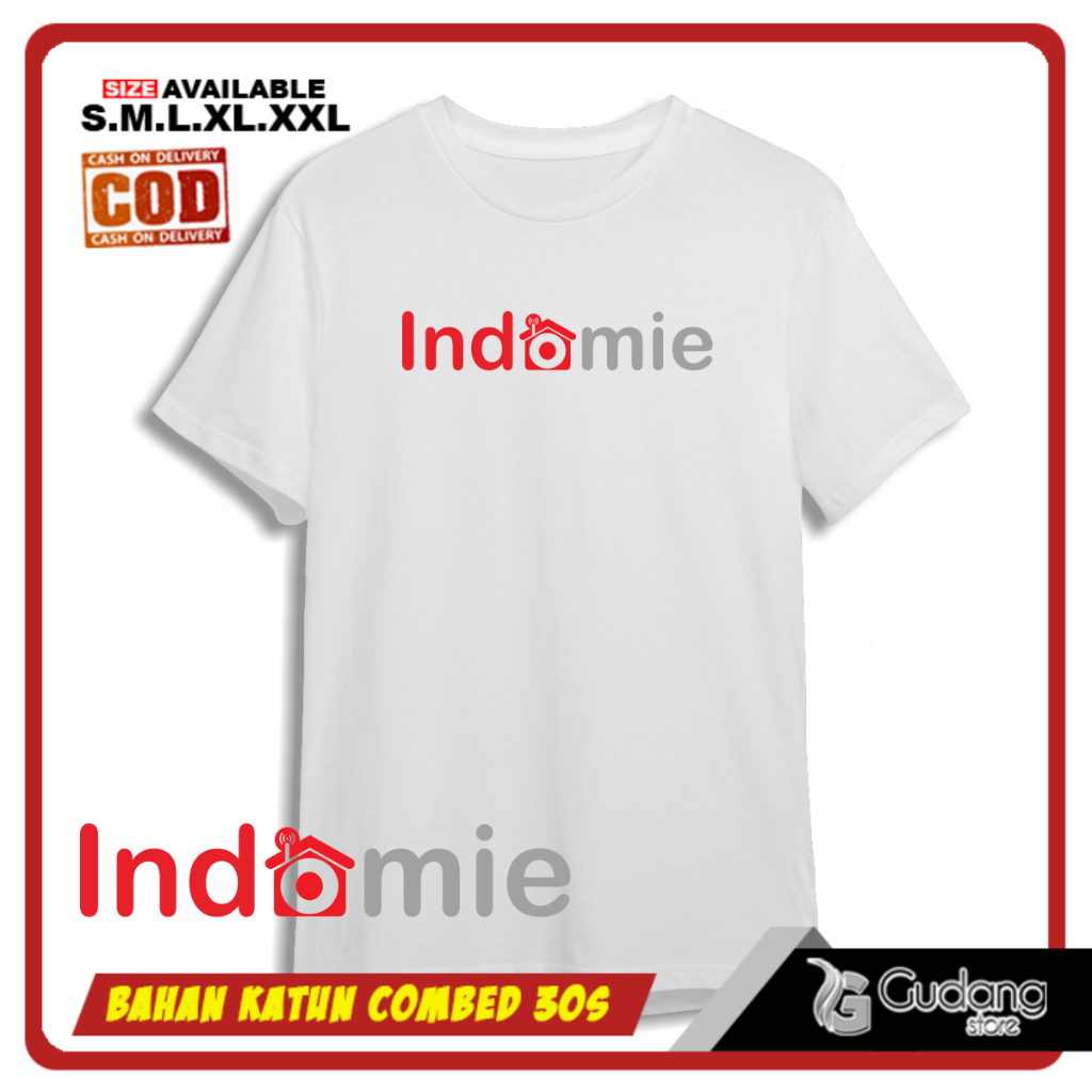 T-shirt Baju Kaos Plesetan INDOMIE Kaos Pria Wanita Cotton Combed 30s