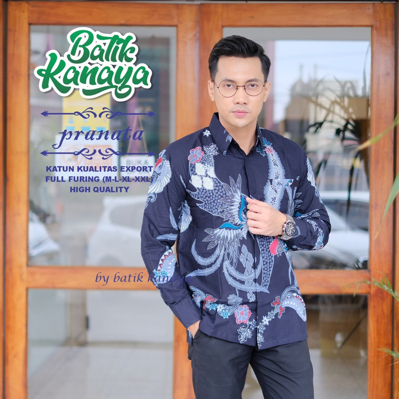 PRANATA Batik Pria Lengan Panjang Berlapis Furing Bahan Katun Berkualitas Ekspor