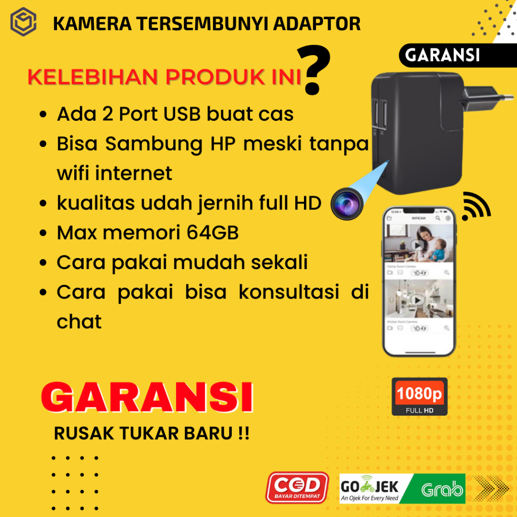 Spy Camera Mini Tersembunyi Kamera Mini Wifi Jarak Jauh Dari Hp Tanpa Kabel Hiddem Cam Pengintai Mata Mata JS66