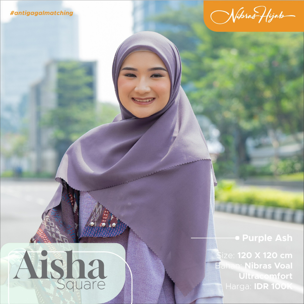 Nibras Hijab AISHA Scarf Bahan Nibras Voal Ultracomfort Hijab Segiempat Polos Simpel Modern by NBRS Hijab bisa COD