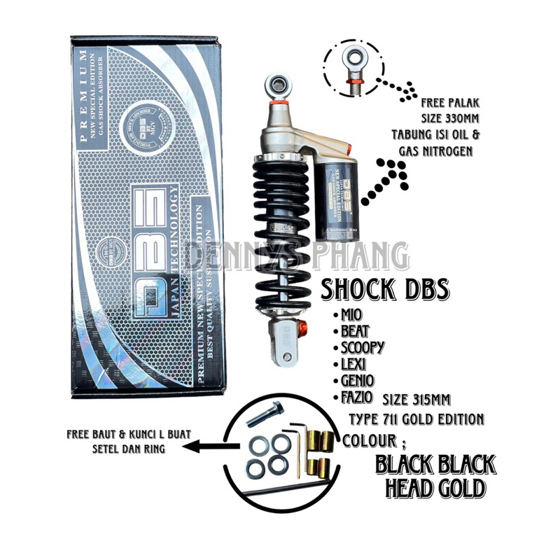 SHOCKBREAKER DBS ORIGINAL TYPE G-SPORT SERIES 711 TABUNG ATAS MATIC SINGLE SHOCK BEAT VARIO SCOOPY GENIO LEXI FINO MIO XEON X-RIDE SOUL FAZZIO MIO GEAR MIO J MIO M3 DLL / SHOCK TABUNG ATAS G-SPORT MATIC SINGLE SHOCK