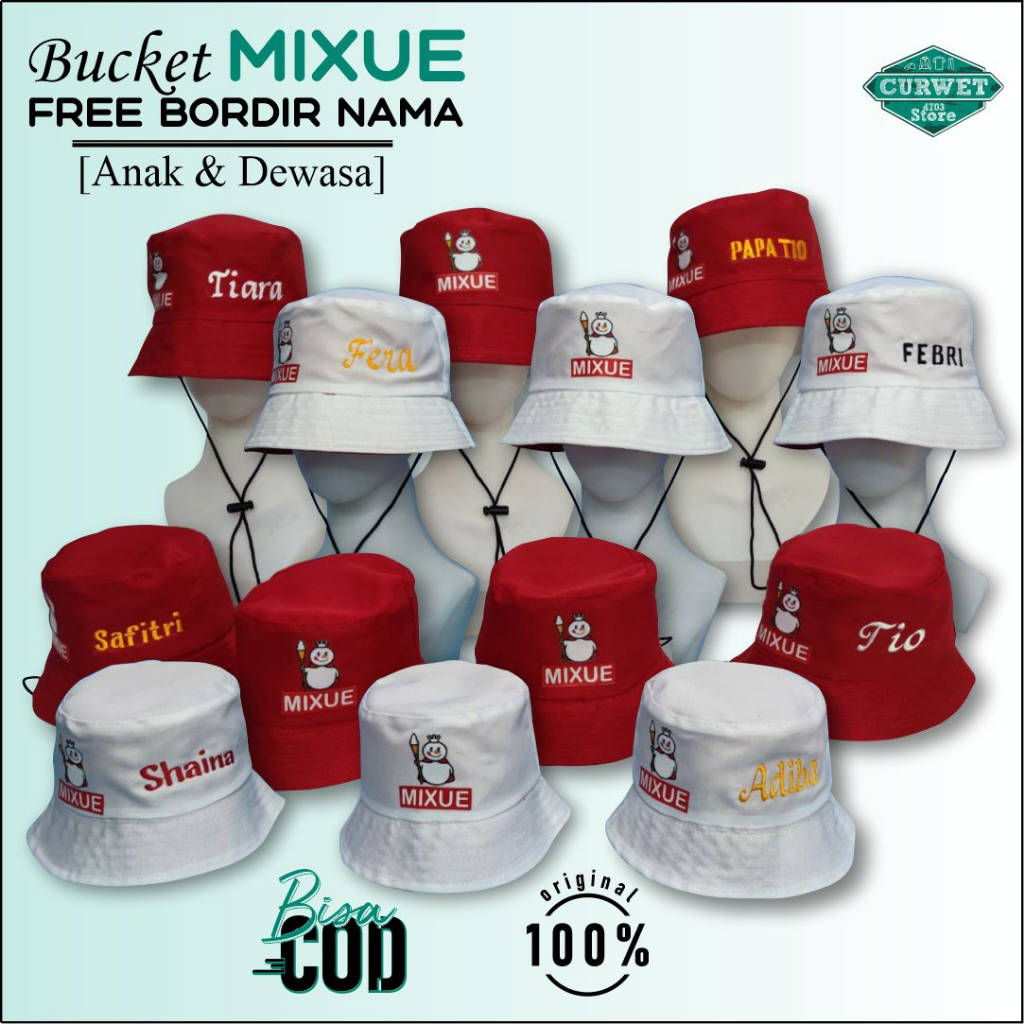 BUCKET MIXUE ANAK&amp;DEWASA GRATIS BORDIR NAMA SUKA HATI