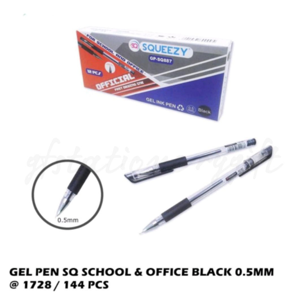 

Pulpen Gel Squeezy 0.5 mm / Pena Gel Pen Office Smooth Hitam