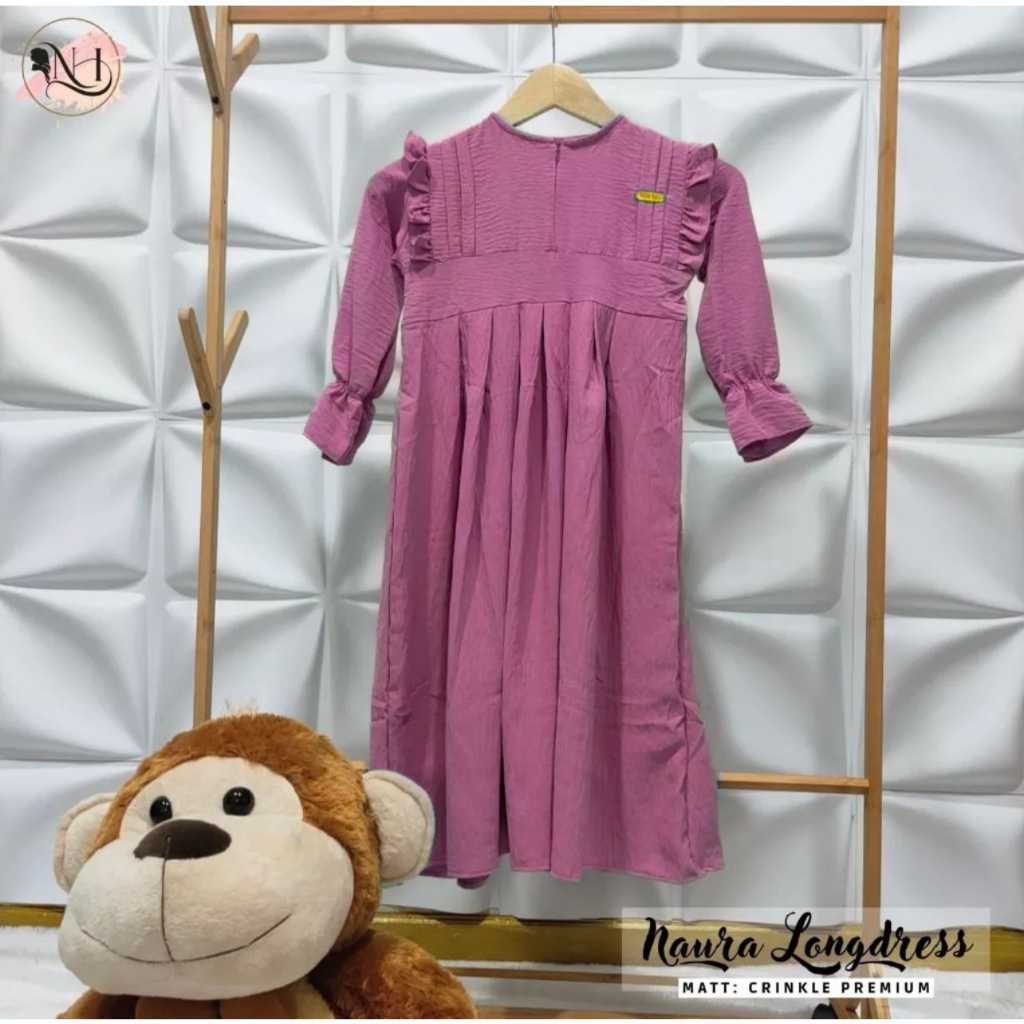 PROMO-BAJU GAMIS ANAK PREMIUM NAURA LONGDRES BAHAN BAJU CRINKKLE AIRFLOW 3-12 TAHUN BAJU PEREMPUAN GAMIS ANAK TERBARU FASHION GAMIS ANAK MASA KINI