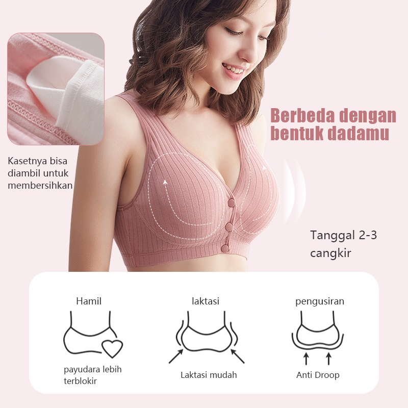 ANGEL MOMMY Bra Menyusui Jumbo Kancing Depan Tanpa Kawat Katun Murni 1018bra