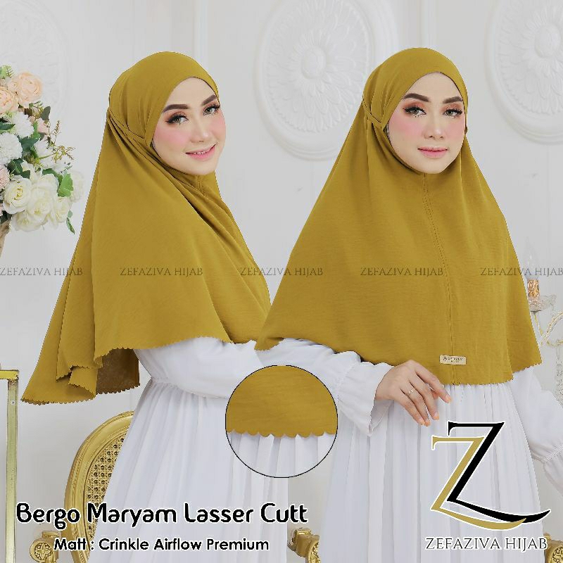 Bergo maryam lasser cut crinkle airflow premium ukuran L hijab instan jilbab terbaru kerudung hamida