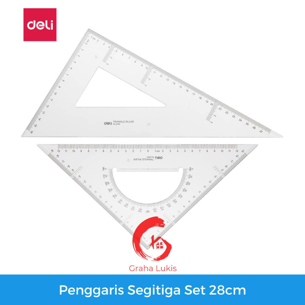 Deli Ruler - Penggaris Segitiga Set 28cm