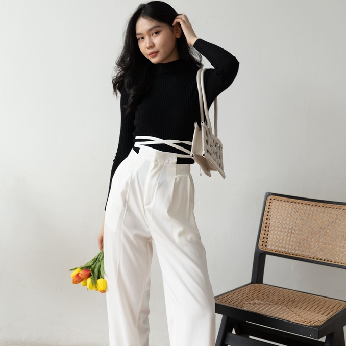 Donna Pants - Celana High Waist - Celana Kantor Panjang - Celana Anti Kusut  - Celana Korea Wanita - Celana Formal / Casual