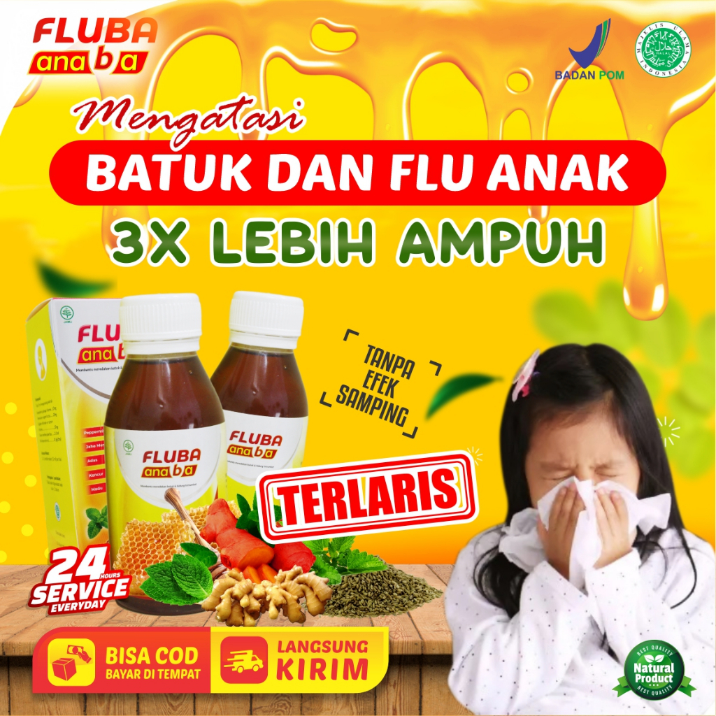 BISA COD!! FLUBA ANABA Madu Herbal Atasi Flu Batuk Berdahak Dan Radang Tenggorokan Anak | Original Madu Herbal Obat Flu Batuk Anak / Obat Flu Anak / Obat Batuk Anak / Obat Pilek Anak / Radang Tenggorokan - Madu Fluba Anaba Kids Halal BPOM