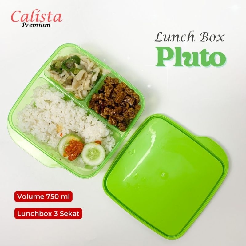 lunch box pluto calista tempat bekal murah sekolah karyawan / tempat makan bekal sekat 3 PlUTO CALISTA