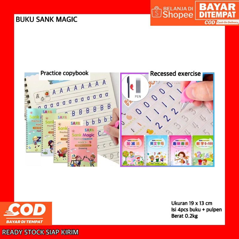 

BUKU SANK MAGIC 1 SET ISI 4 BUKU + PULPEN || SANK MAGIC BOOK || BUKU PINTAR BELAJAR MENULIS MEMBACA