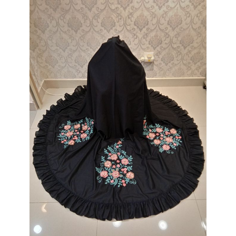 Mukena bordir suji paris hitam