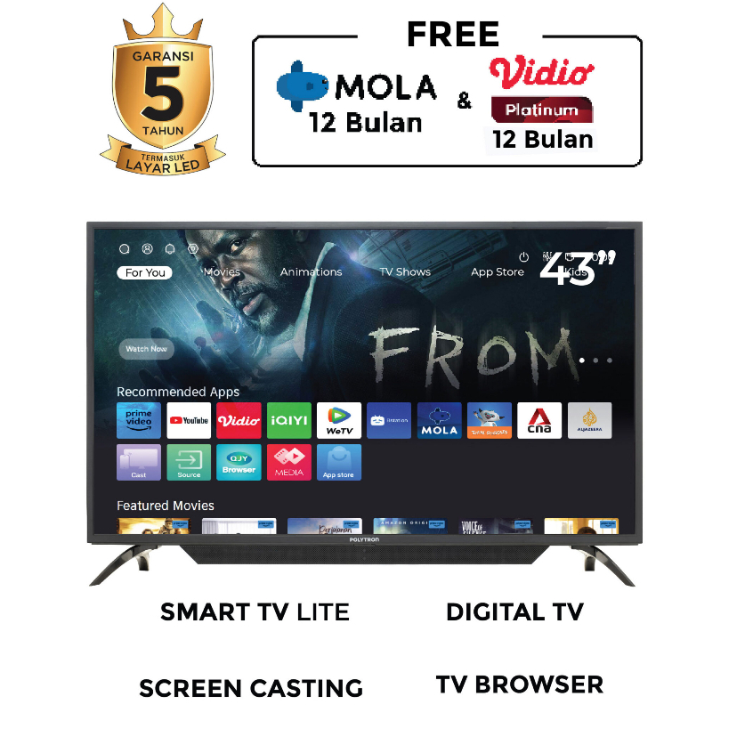 LED TV Polytron Smart Lite Digital TV 43&quot; PLD 43CV1569