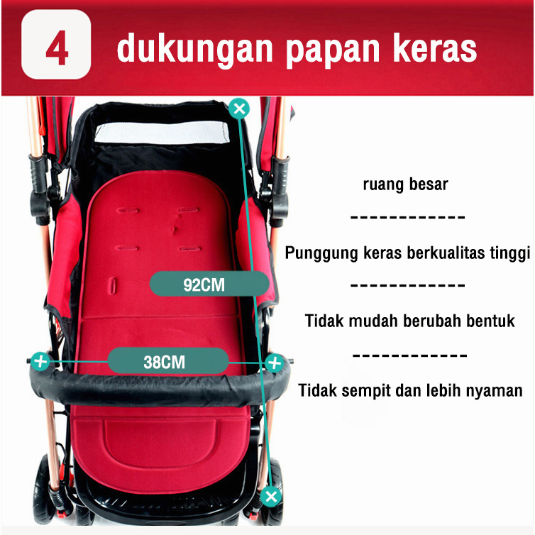 stroller baby foldable two-way baby carriage Kereta dorong bayi lipat satu tombol Bantalan 50kg