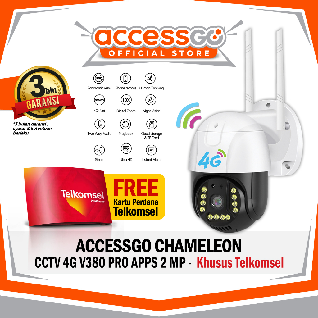 ACCESSGO CHAMELEON CCTV 4G V380 PRO APPS 2 MP - TELKOMSEL