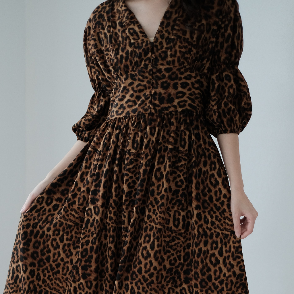 Ladybydiana CELESTE DAILY WEAR Maxi Dress Kimono Motif Leopard