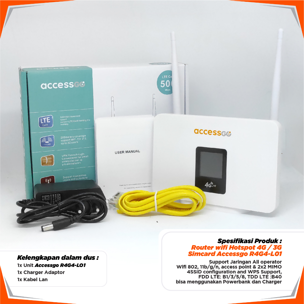 Router Wifi Sim Card 4G AccessGo R4G2A - L01 Custom Imei