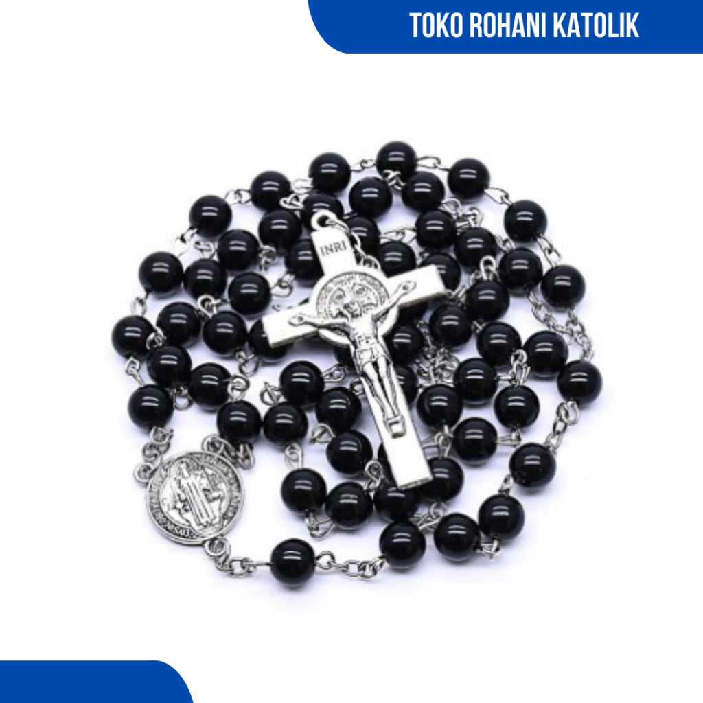 KALUNG ROSARIO BENEDIKTUS (MUTIARA SINTETIS) / KALUNG ROSARIO KATOLIK / ROSARIO BENEDICT / KALUNG ROHANI / KALUNG PRIA / KALUNG WANITA / KONTAS