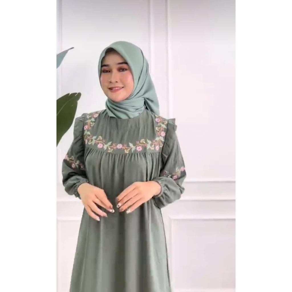 Gamis Crinkle Bordir Mewah/Gamis Bordir Crincle Airflow Premium