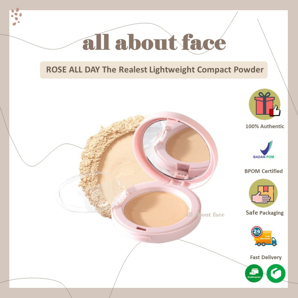 Rose All Day The Realest Lightweight Compact Powder Light Medium Tan ORIGINAL | RoseAllDay