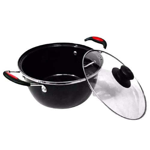 Panci kuah Enamel Anti Lengket dengan Tutup Kaca Panci Susu Saucepan Serbaguna 22 cm