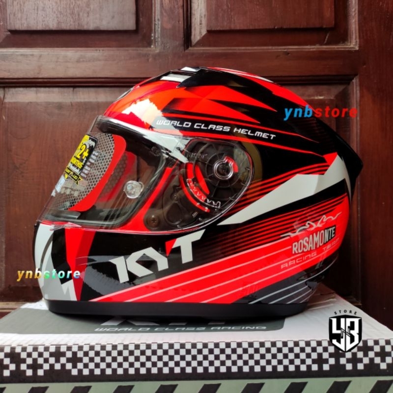 Helm Fullface KYT R10 Rosamonte Race Edition #3 Red Fluo Flat Visor Clear | Helm Full Face KYT R-10 