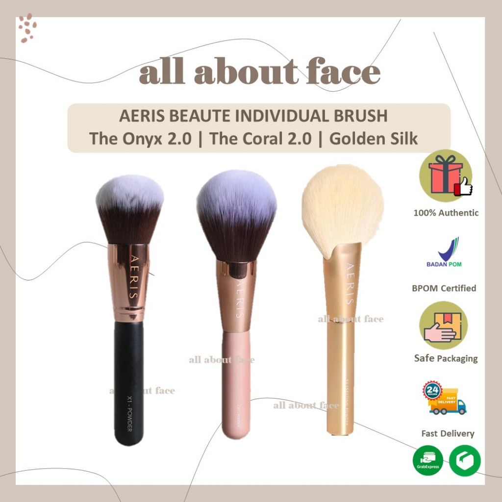 AERIS Beaute Individual Brush The Onyx The Coral Golden Silk ORIGINAL