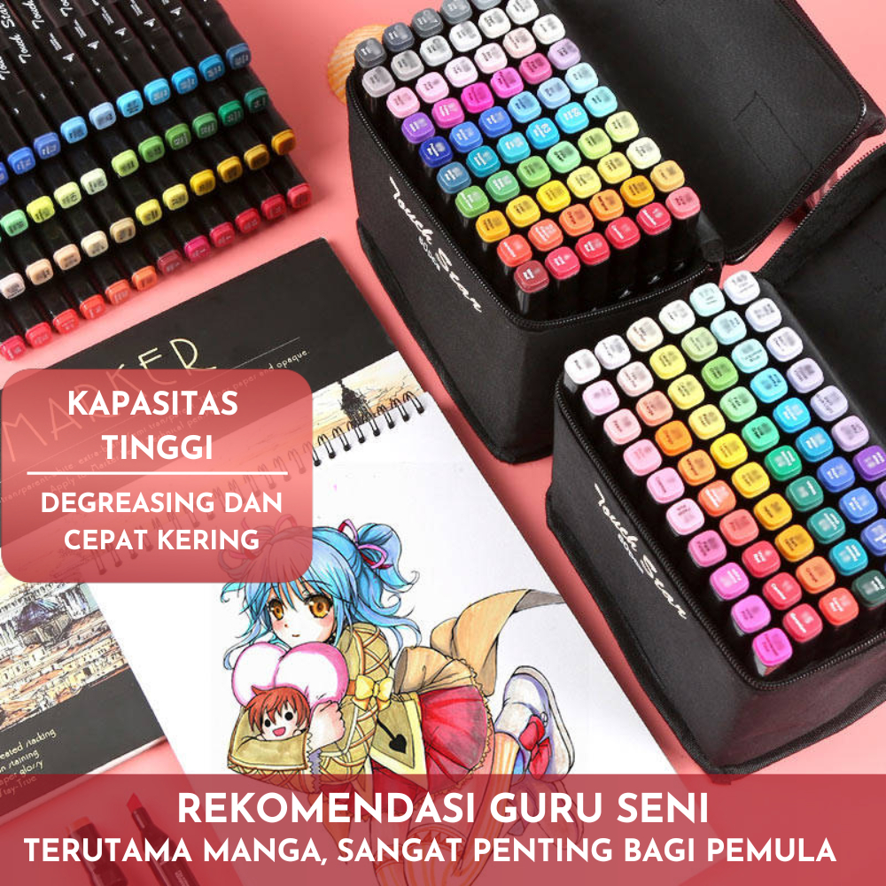 TouchFive 168/120/80/60/48/24 Warna Sketsa Spidol Umum General Marker Set Animation Markers