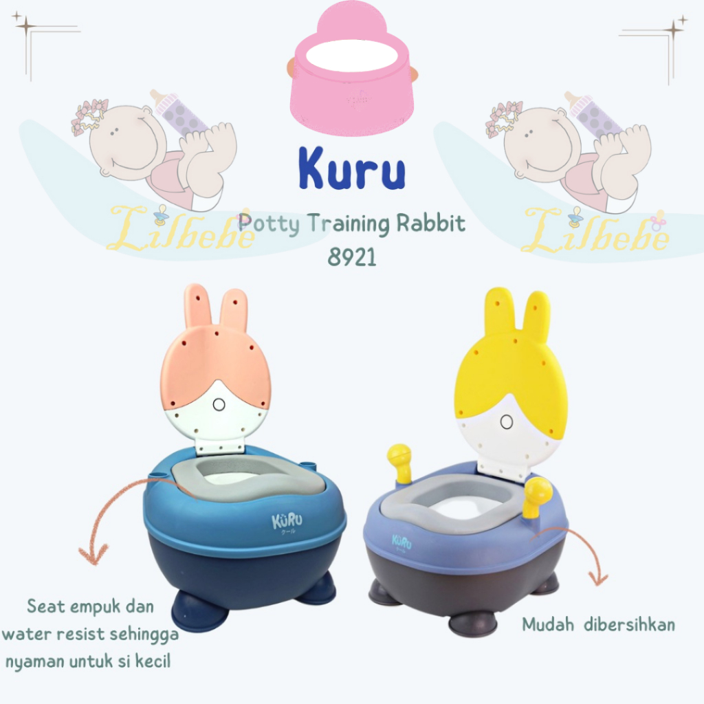 Kuru Baby Potty Training Seat with Handle - Alas Duduk Toilet Anak || Kuru Baby Rabbit Seat Potty Training Rabbit Series 8921 - Pispot Anak Bayi Duduk Kelinci