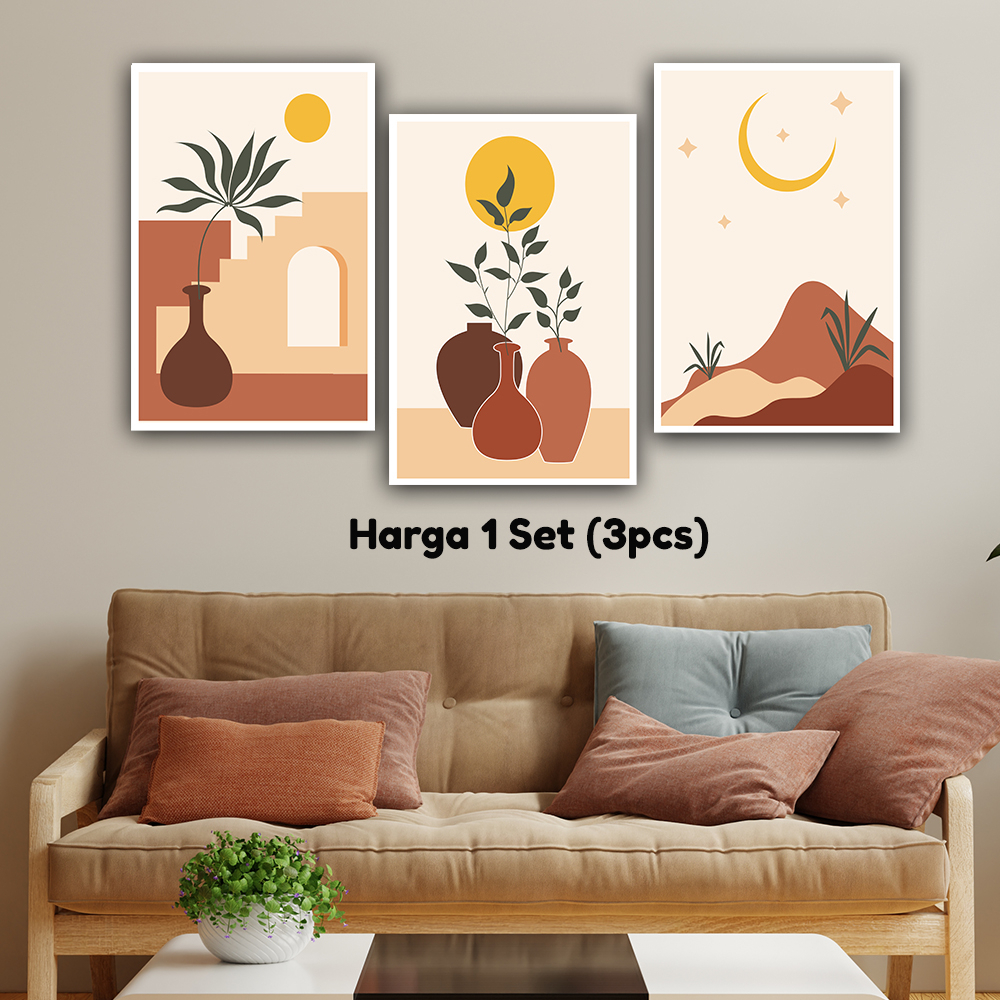 1 SET HIASAN DINDING ABSTRAK AESTHETIC ART DEKORASI RUMAH PAJANGAN DINDING