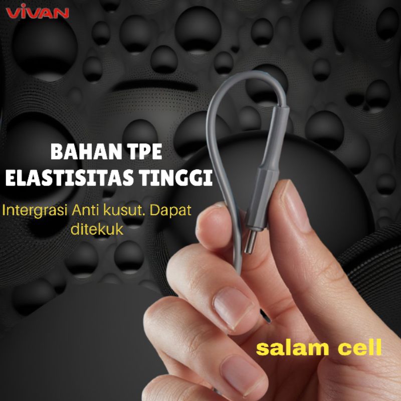 Kabel Data Type-C VIVAN CTC100S 3A 100cm Original Garansi Resmi