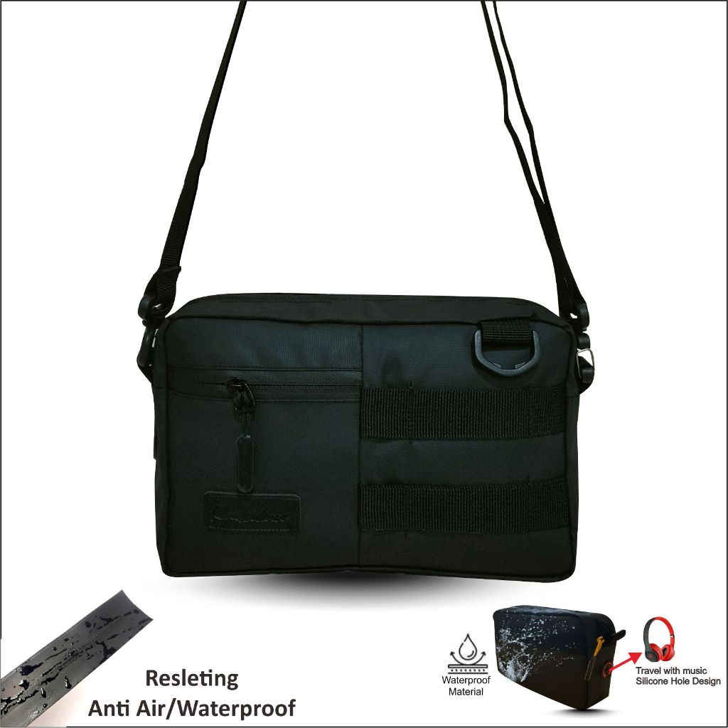 Tas Selempang Bahu Pria PEGE Allen 2in1 AntiAir Bahan Bimo Waterproof Bisa Slempang Dan Pouch Model Kasual Trendy - PG 8963