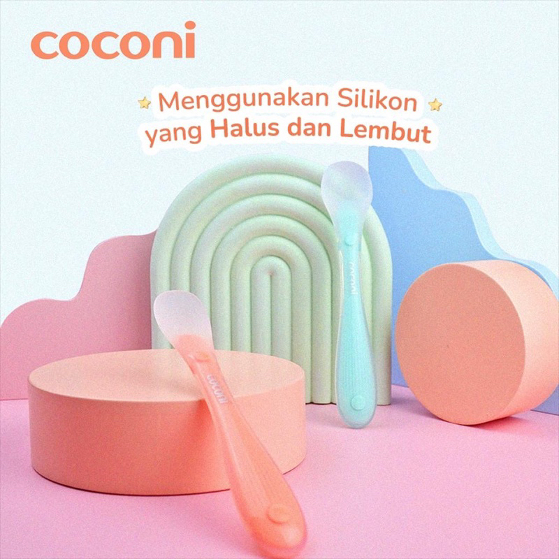 Coconi Silicone Soft Spoon isi 2 pcs / Sendok Makan Bayi Silicone BPA Free