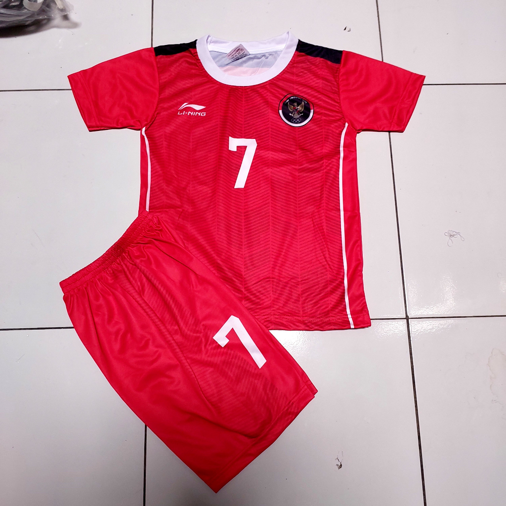 setelan Jersey baju bola timnas indonesia printing size 5-12 thn