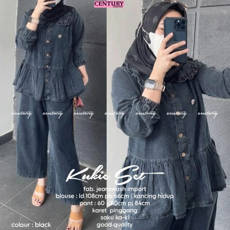 Kukie setelan jeans by century REAL PICT PRODUK