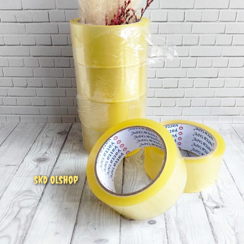 

Lakban Bening Tebal YATTA TAPE | Selotip Bening Besar 45× 60 Solasi Bening(Per Roll Isi 6 Pcs)