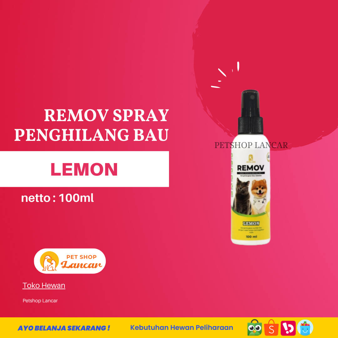 REMOV - SPRAY PENGHILANG BAU KOTORAN KUCING - LEMON 100ML
